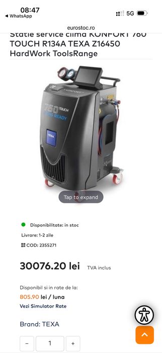 Aparat freon Texa 760 R konfort cu 4 tipuri de gaze r123a