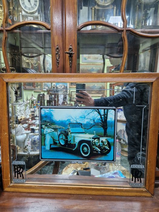 Уникално антикварно английско рекламно огледало Rolls Royce