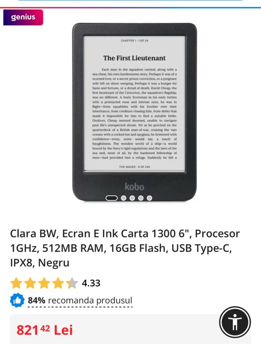 Kobo clara BW, carte digitala ecran E ink, sigilata, transport inclus