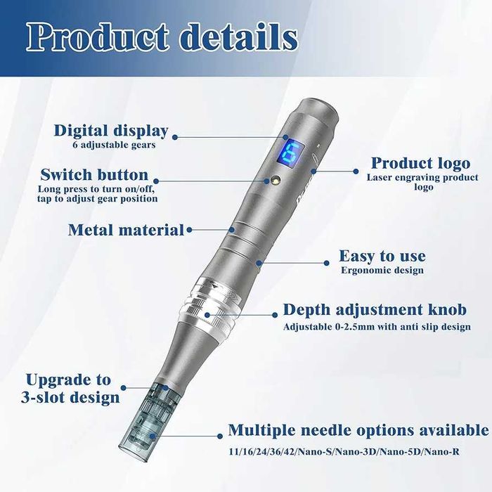 Чисто нов с игли и аксесоари дермапен Drr. Pen Ultima M8