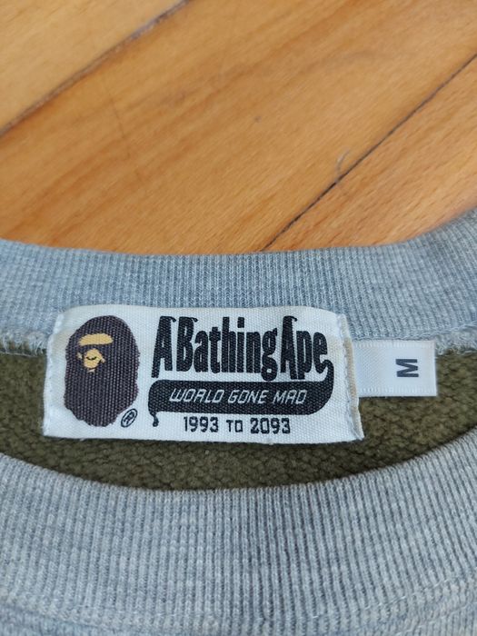 Bluză A Bathing Ape Grey&Green Camo WGM Shark Crewneck 100% Originala