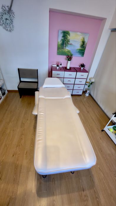 Masă de masaj profesională – piele ecologică albă