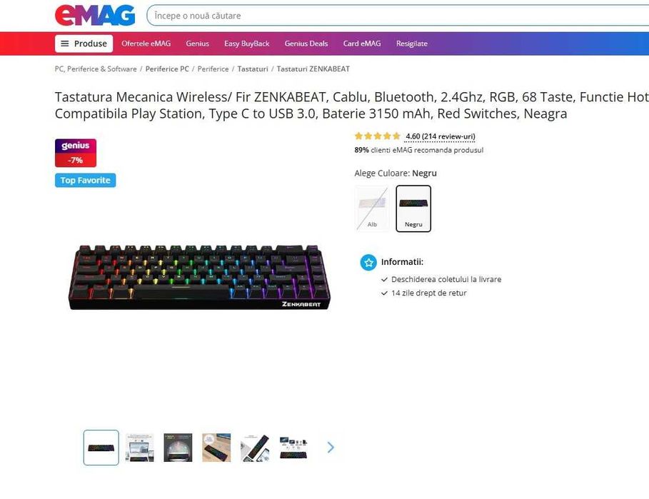 Tastatura mecanica Wireless/ Fir / Bluetooth Compatibila Play Station