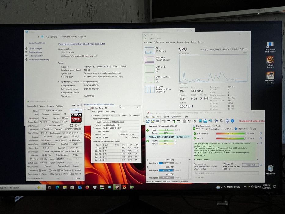 Unitate pc Gaming i5 1080p 16gb ram M2 Nvme hdd video Amd  8gb