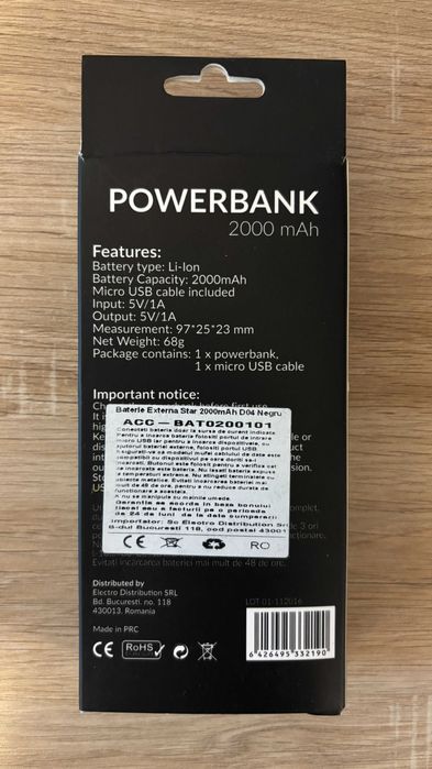 Power bank 2000 mAh