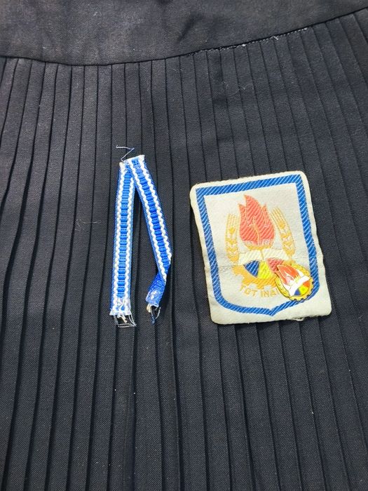Fustă plisată de pionier,trese,insigna și emblema pionier