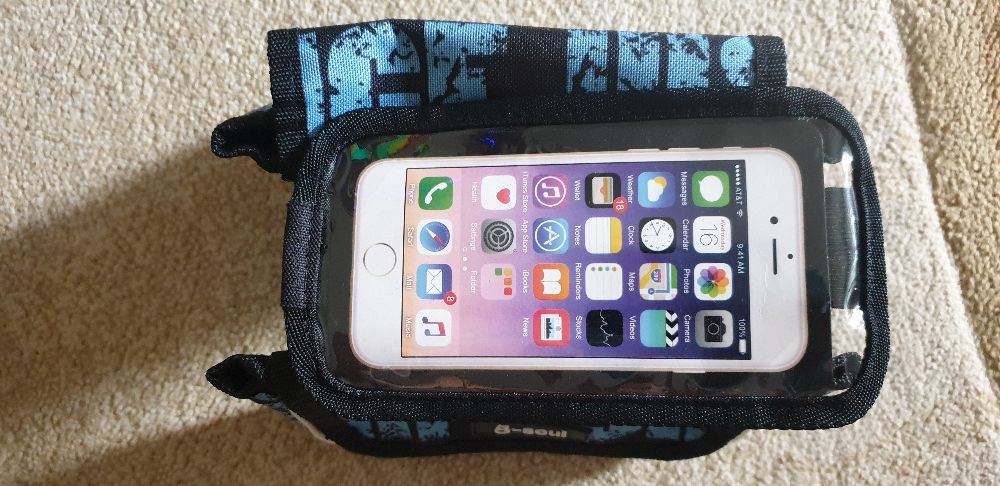 Geanta MTB pentru cadru bicicleta, cu suport telefon