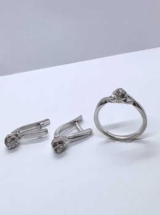 Серьги и кольцо жёлтое золото