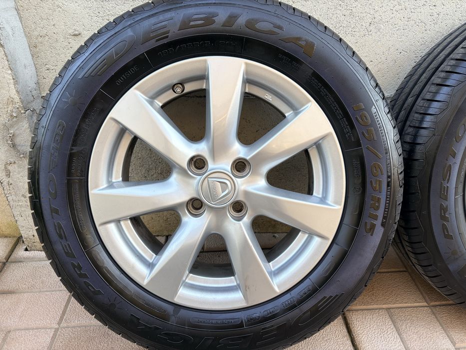 Jante aliaj ENKEI 4x100 ( Set x4 ) cu anvelope aproape noi Debica 195/65/15 Dacia Logan
