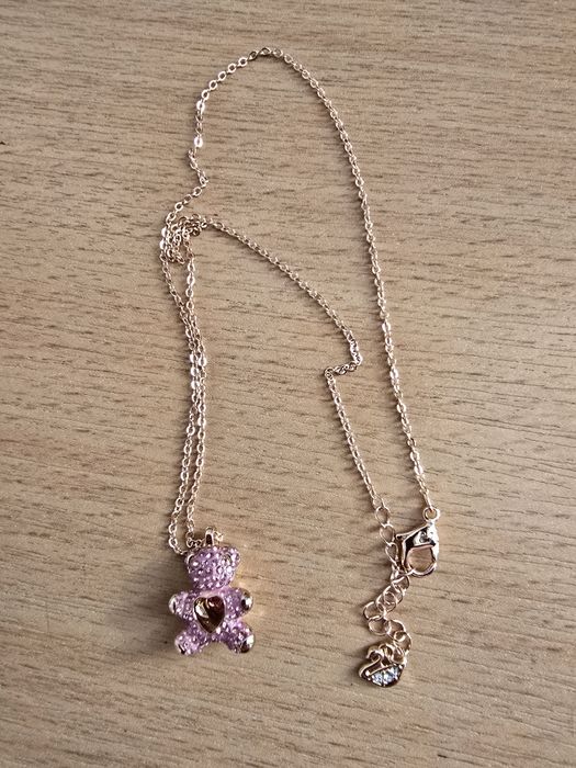 Pandantiv Teddy Bear, Roz, Placat în nuanță de aur roz