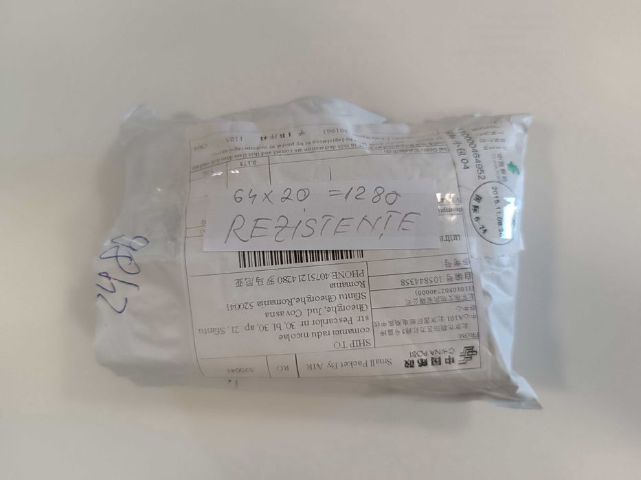 Set 1280 rezistori metalici 1/4W – 64 valori, 1%, 250V