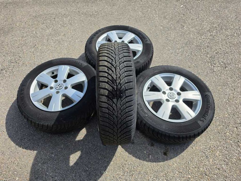 4 бр. Зимни гуми 195/65 R15 с джанти 5x112 VW Audi Skoda Seat