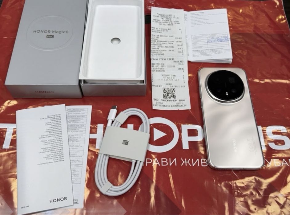 ЧИСТО НОВ 512GB Honor Magic 8 Pro Гаранция Технополис 2028г. GOLD / Златист