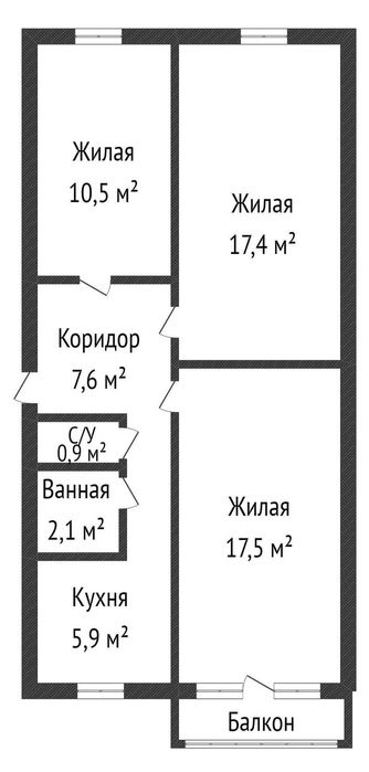 3 к.кв. в центре - район Стадион