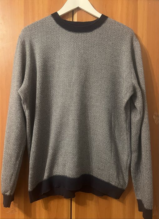 Pulover la baza gatului, elegant in nuante de gri si bleumarin la mansete, Premium by Jack&Jones, XL