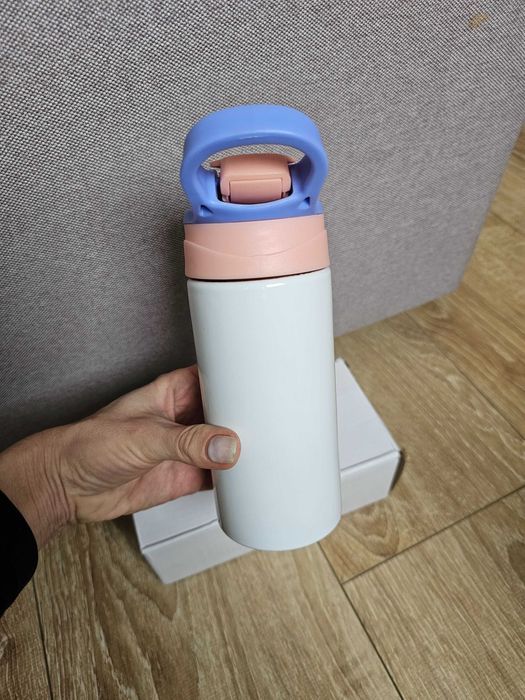 Детска метална бутилка за вода със сламка