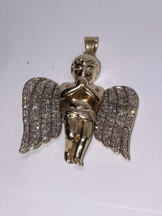 Pandantiv ingeras aur cu diamante