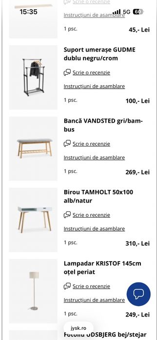 Banca gri/bambus Jysk noua