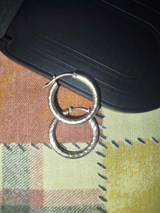 Серебряные серьги кольца, рифлёные