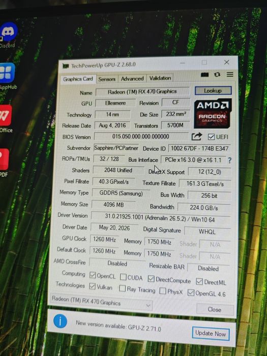 Продаю видеокарту RX 470 Graphics 4gb