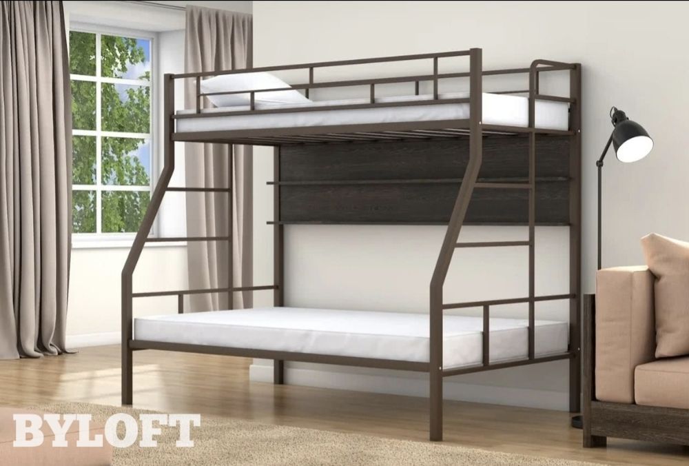 Кровать двухъярусная МОСКО металлическая для детей и взрослых, Разборн