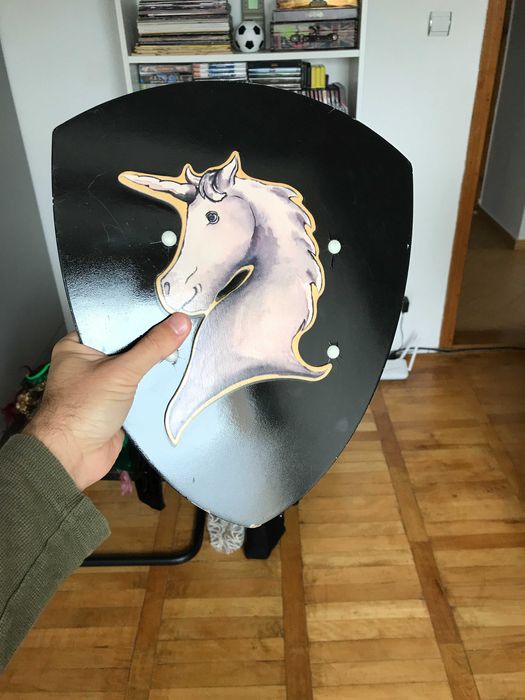 Scut medieval cu unicorn, Scut Halloween, Recuzită teatru, Jucărie
