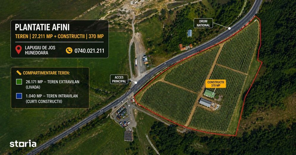 Plantatie Afini-TEREN|27.211mp+CONSTRUCTII|370 mp,Lapugiu de Jos