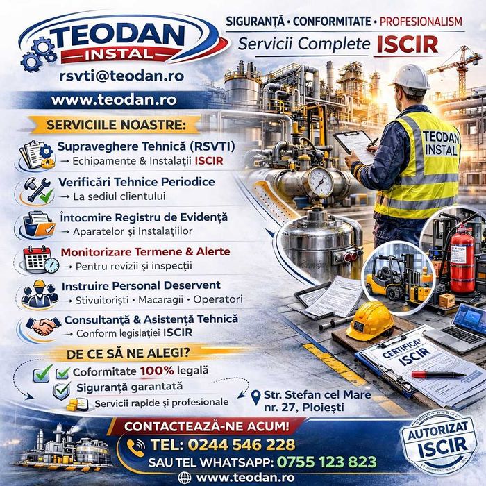 Servicii RSVTI ISCIR | Verificare instalații sub presiune și ridicat