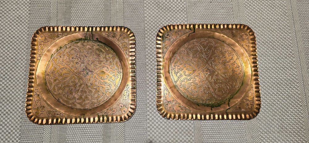 Масивни Арабска, медни кована чинии, 1960г, 2.4кг