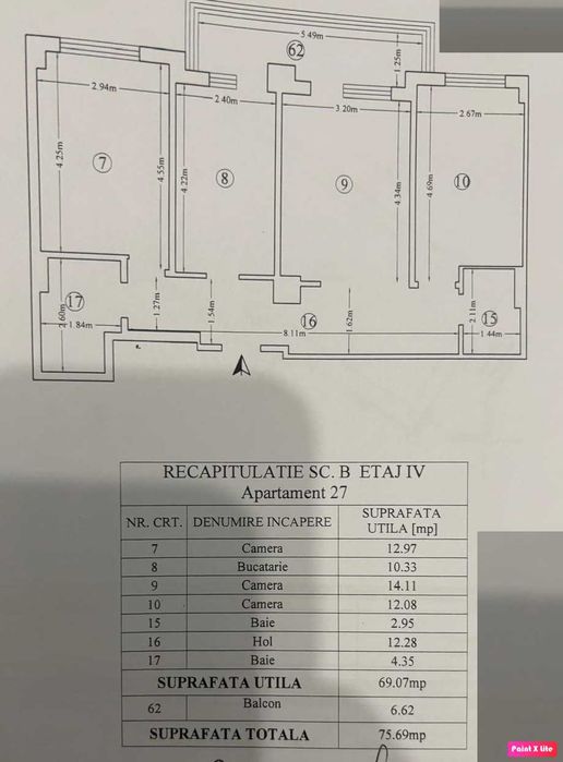 Apartament 3 camere | CUG | 69 mp + balcon închis | 2 băi | Renovat | 600 €