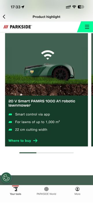 Vand Robot tuns gazonul Parkside 20V Smart PAMRS 1000 A1 WiFi Aplicati