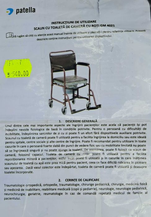 Scaun toaletă cu roți