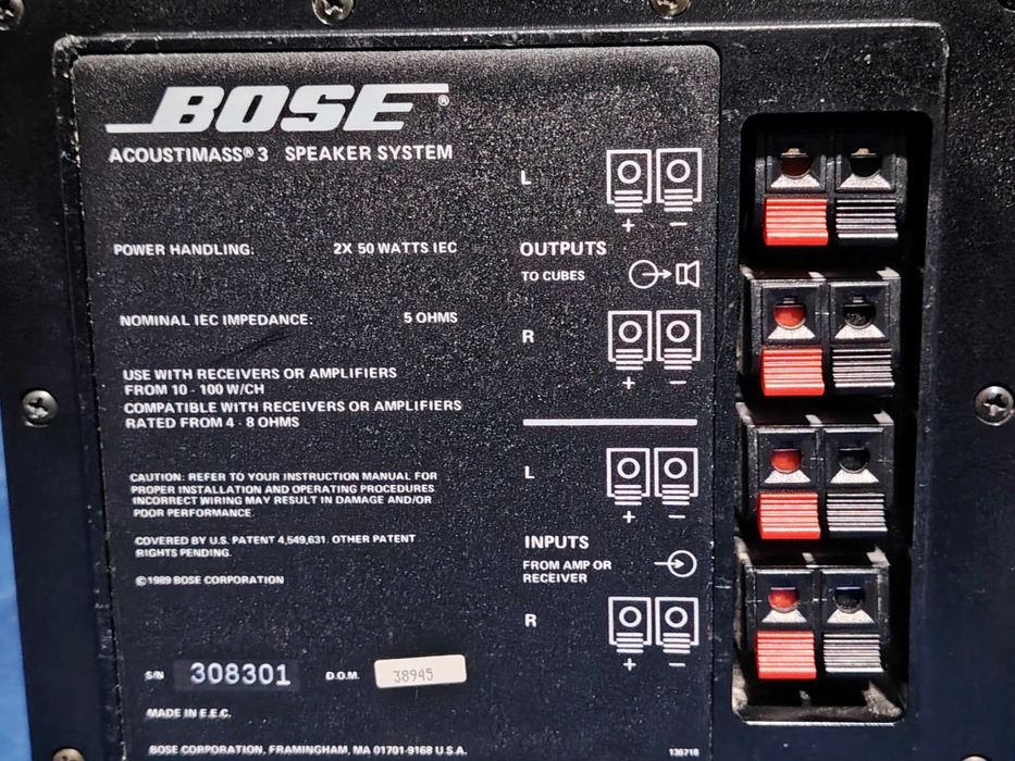BOSE Acoustimass 3 Speaker System, 2x50 Watts, 5 Ohms, subwoofer pasiv