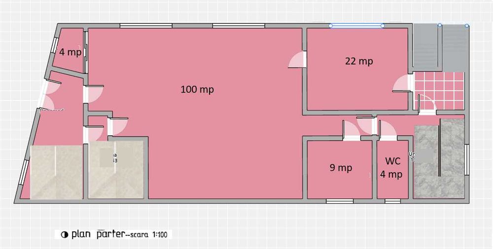 Spatiu birouri 140 mp - Parter casă - loc parcare, central