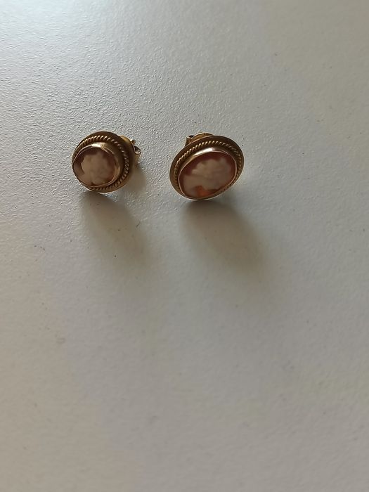 Cercei si pandant aur 18k cu camee ,3,6grame