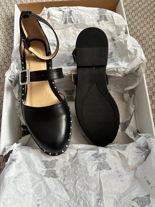 Papuci double belt din piele, de la Exclusives, noi, marime 38