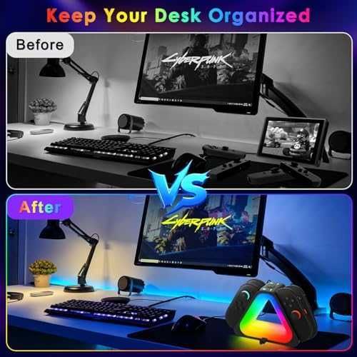 Нова Зарядна Станция за Switch 2 Joy-Cons 4x Контролера RGB Осветление