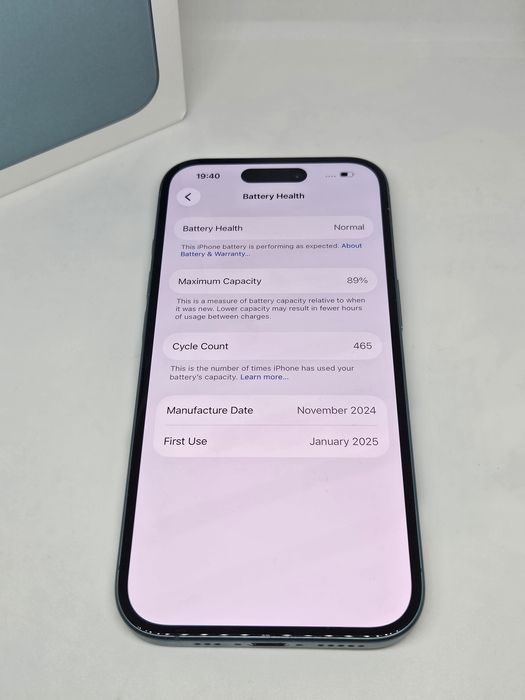 ГАРАНЦИЯ iPhone 16 Black 128GB 89% 465Цикъла