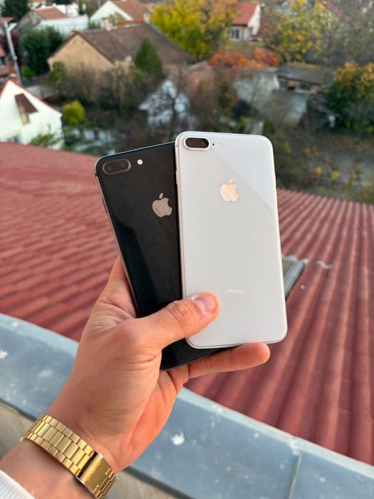 iPhone 8+ Black/White, Memorie 64GB,  100% Baterie - IMPECABIL