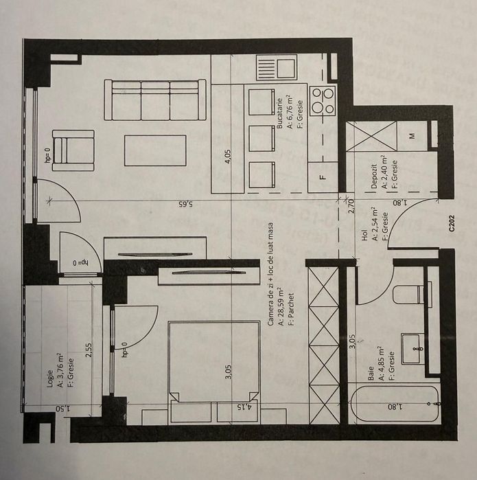 Proprietar, vând apartament 2 camere (studio) - COSMOPOLIT ZENIT