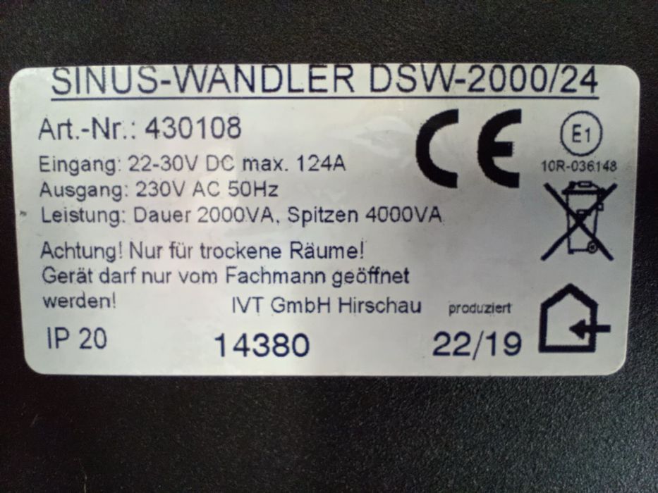 Инвертор(преобразувател напрежение от 24V на 220 V