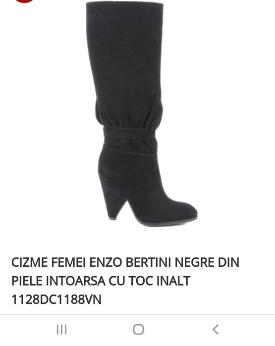 Cizme negre din piele întoarsă- Enzo Bertini