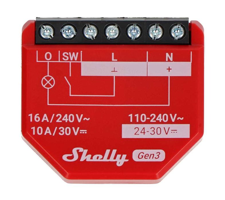 Shelly 1PM Gen3 – Превключвател 16A с Ватметър