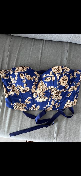 Corset dama albastru cu imprimeu floral