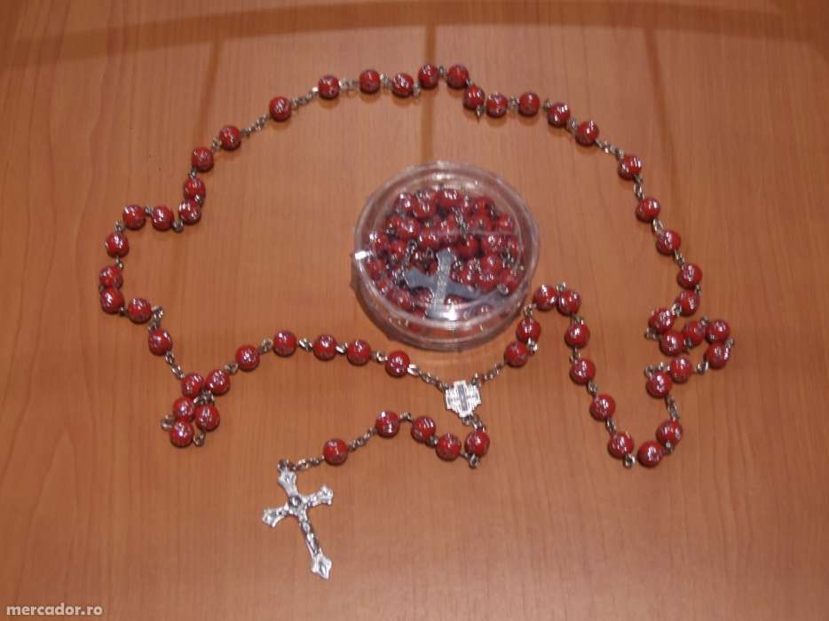 Rozariu margele si lant metal