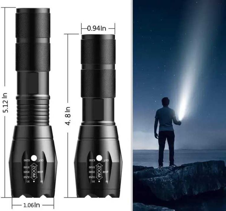 Lanterna tactica de buzunar cu 5 moduri de iluminare, aliaj aluminiu