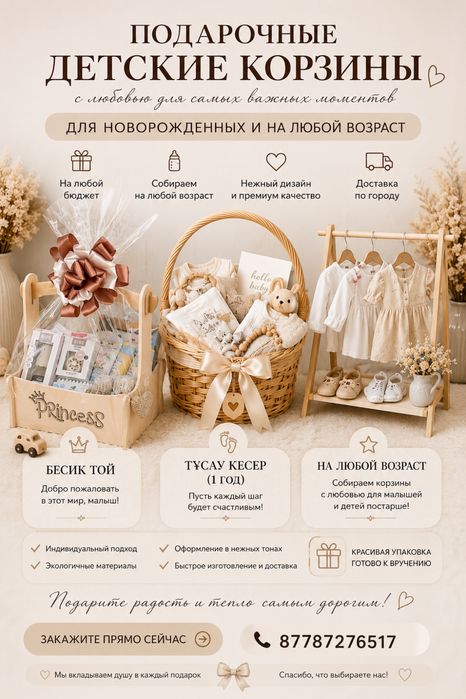Подарочные детские корзины, наборы