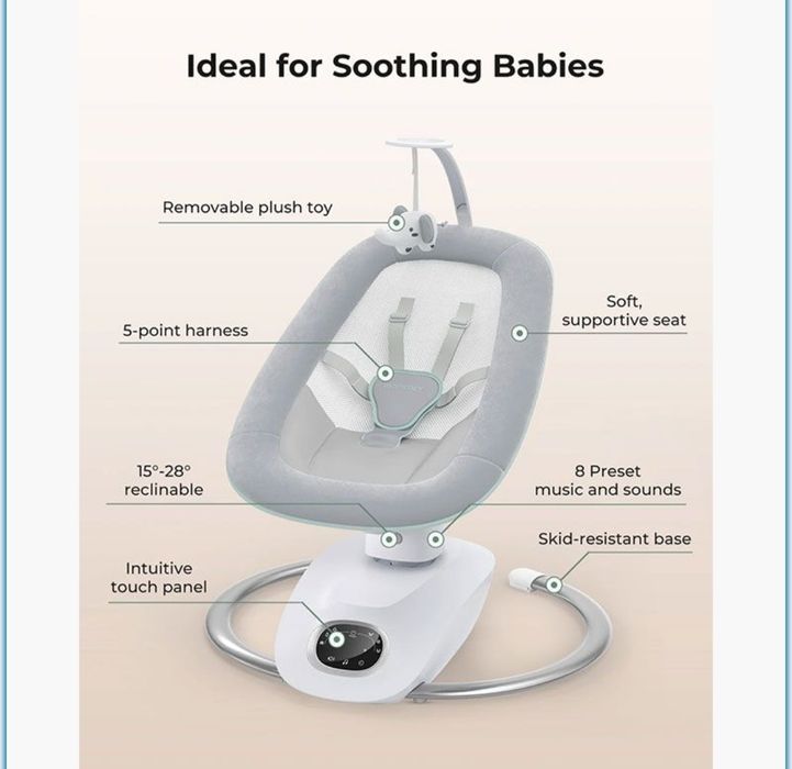 Momcozy електрическа бебешка люлка 3D Swing – почти нова, в кутия