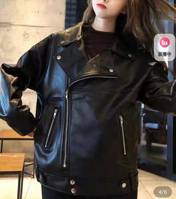 Куртка женская оверсайз из искусственной кожи, к весне, осени