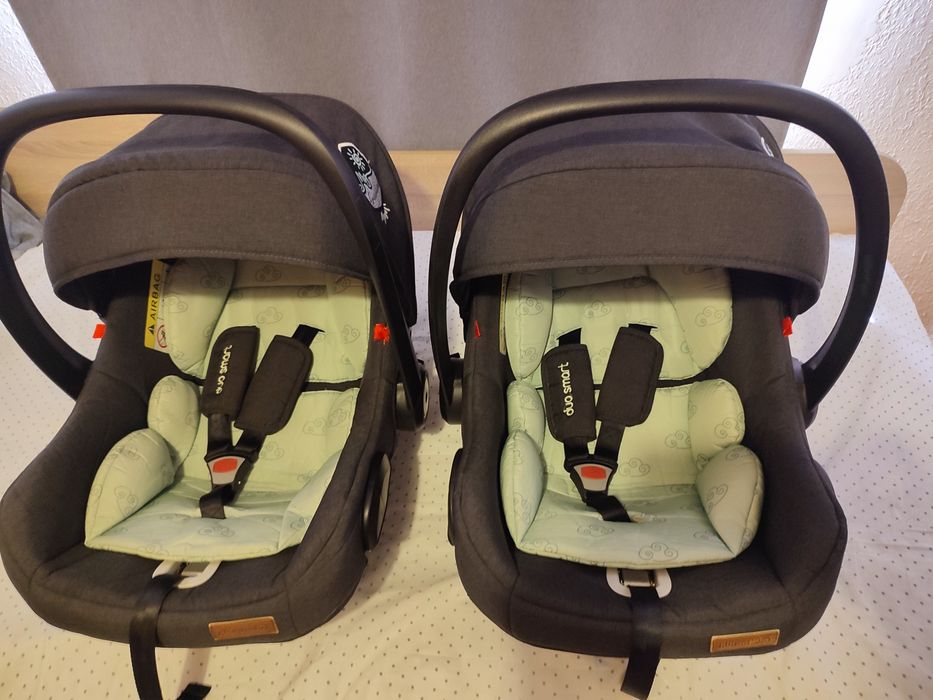 Комбинирана количка за близнаци  Chipolino duo smart lilac + кошници за кола + подаръци